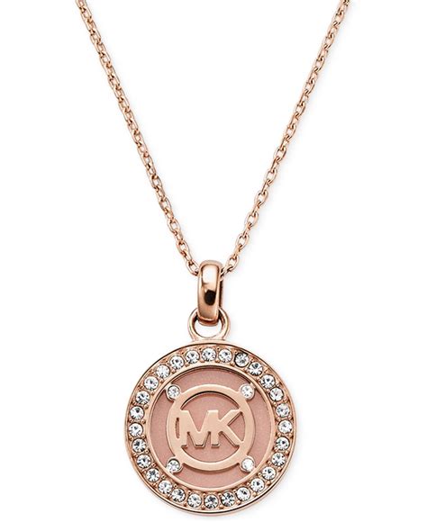 michael kors rose gold crystal logo disc pendant|michael kors frames rose gold.